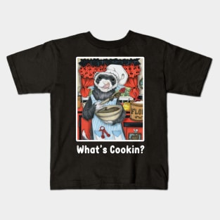 Chef Ferret - What's Cooking? - White Outlined Design Kids T-Shirt
